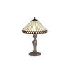 Jeffrey 1 Light Curved Table Lamp With 30cm Tiffany Shade - Amber & Cream & Crystal & Aged Antique Brass