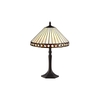 Jeffrey 1 Light Octagonal Table Lamp With 30cm Tiffany Shade - Amber & Cream & Crystal & Aged Antique Brass
