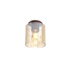 Jene 1 Light Round Ceiling Flush - Mocha with Amber Glass