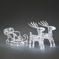 Konstsmide Acrylic LED Outdoor Reindeers & Sledge Feature Light
