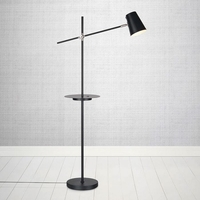 Linear Floor Lamp with USB Charging Port - Black