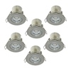 Luceco F-Eco 5W Cool White Dimmable LED Fire Rated Fixed Downlight - Brushed Steel - Pack of 6