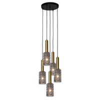 Lucide Coralie 5 Light Cascade Ceiling Pendant - Black & Smoked