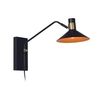Lucide Pepijn Wall Light with Plug - Black & Gold