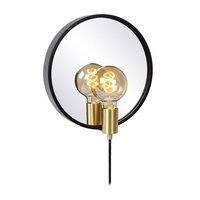 Lucide Reflex Mirror Wall Light with Plug - Black