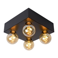 Lucide Surtus 4 Light Flush Ceiling Light - Black