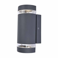Lutec Focus Outdoor Up & Down Wall Light with Dusk to Dawn Sensor - Dark Grey