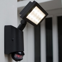 Lutec Nevada LED Solar Wall Light with PIR Sensor - Square