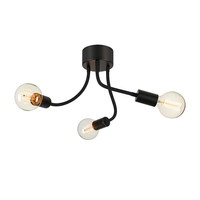 Medusa 3 Arm Semi-Flush Ceiling Light - Black