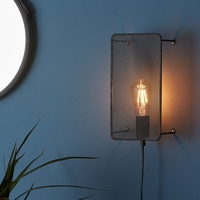Mesh Wall Light with Plug - Black