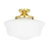 Mullan Schoolhouse Glass Semi-Flush Ceiling Light - Polished Brass