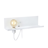 Multi Shelf and Wall Light with Plug & USB Charging Port - White