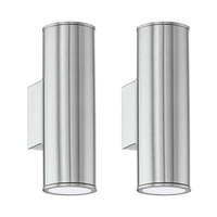 Pack of 2 Eglo Riga LED Outdoor Up & Down Wall Light - Stainless Steel