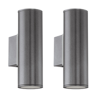 Pack of 2 Eglo Riga Twin LED Outdoor Up & Down Wall Light - Anthracite