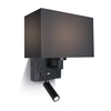 Penthouse Wall Light with LED Reading Light with USB Charging Port - Black