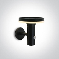 Pole Solar LED Outdoor Wall Light with PIR Sensor - Black