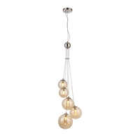 Reign 5 Light Cluster Ceiling Pendant - Satin Nickel