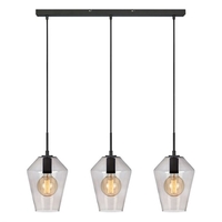 Retro 3 Light Bar Ceiling Pendant - Smokey Black