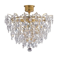 Rosendal Large Crystal Semi-Flush Ceiling Light - Gold