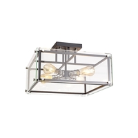 Sam Semi-Flush Ceiling Light - Matt Black,  Chrome