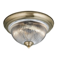 Searchlight American Diner Flush Ceiling Light - Antique Brass