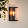 Searchlight Ashby Half Lantern Outdoor Wall Light with Dusk to Dawn Sensor - Black