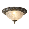 Searchlight Flush Light with Clear and Frosted Glass Diffuser - Antique Brass