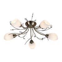 Searchlight Gardenia 5 Light Semi-Flush Ceiling Light - Antique Brass