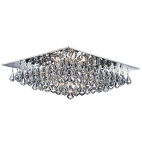 Searchlight Hanna Square Crystal Flush Ceiling Light - Chrome