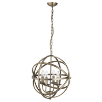 Searchlight Orbit 4 Arm Ceiling Pendant Light - Antique Brass