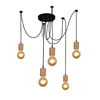 Searchlight Spinny 5 Arm Ceiling Pendant Light - Matt Black & Wood