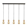Searchlight Spinny 5 Light Bar Ceiling Pendant - Matt Black & Wood