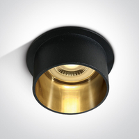 Shore Round Anti Glare Recessed Fixed Downlight - Black with Gold Reflector