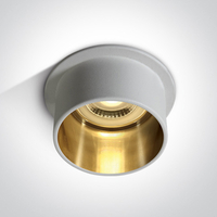 Shore Round Anti Glare Recessed Fixed Downlight - White with Gold Reflector