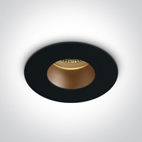 Spot Round Anti Glare Recessed Fixed Downlight - Black with Brass Reflector