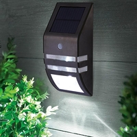 Suri Sleek Solar LED Flush Wall Light with PIR Sensor - Black Nickel
