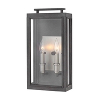Sutcliffe 2 Light Half Lantern Outdoor Wall Light - Aged Zinc