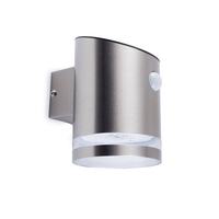 Tube Solar LED Wall Light with PIR Sensor - Stainless Steel