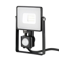 V-Tac 10W Cool White Samsung Chip LED Floodlight with PIR Sensor - Black