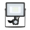 V-Tac 20W Warm White Samsung Chip LED Floodlight with PIR Sensor - Black
