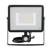 V-Tac 50W Cool White Samsung Chip LED Floodlight with PIR Sensor - Black