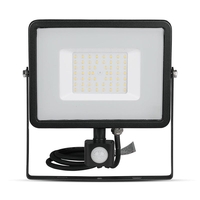 V-Tac 50W Warm White Samsung Chip LED Floodlight with PIR Sensor - Black