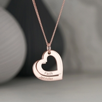 9ct Rose Gold Plated Personalised Two Hearts Necklace