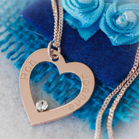 9ct Rose Gold Personalised Heart Necklace With CZ Crystal