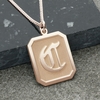 9ct Rose Gold Plated 3D Gothic Initial Tag Necklace With Optional Engraving