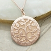 9ct Rose Gold Plated 3D Tree of Life Filigree Disc Family Necklace