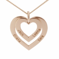 9ct Rose Gold Plated Double Heart Personalised Necklace