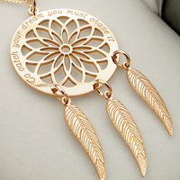 9ct Rose Gold Plated Dream Catcher and Feathers Necklace