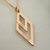 9ct Rose Gold Plated Engraved Double Diamond Pendant Necklace