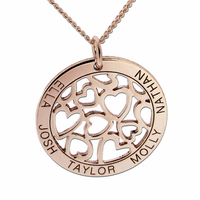 9ct Rose Gold Plated Hearts in Personalised Disc Necklace